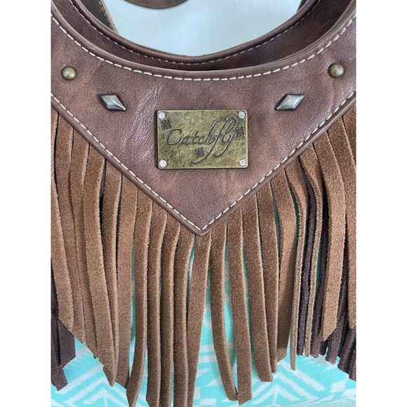Catchfly concealed carry leather fringe Aztec print shoulder Purse Western - Picture 2 of 13